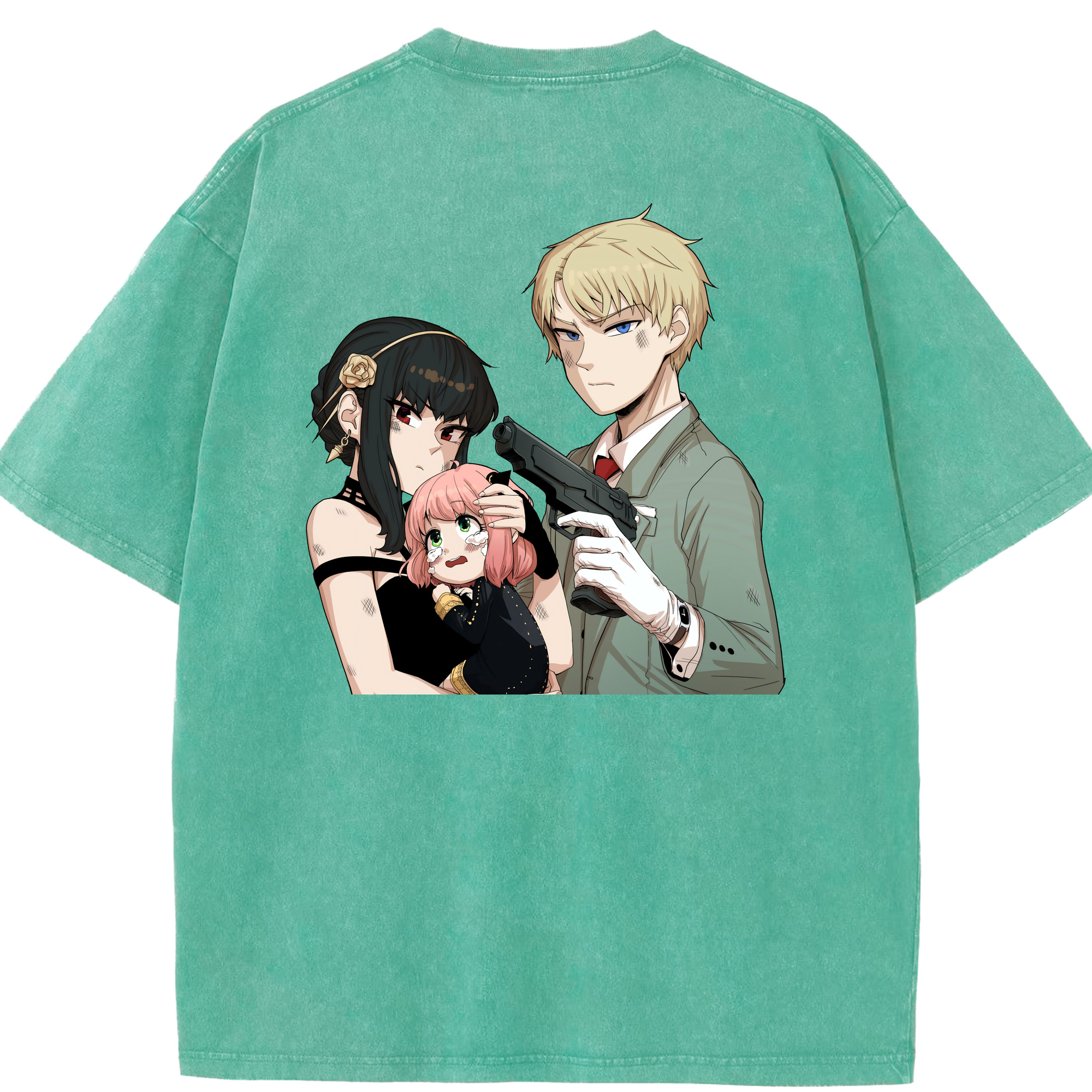 （画像用） SPY×FAMILY间谍家家酒 綿100% ヴィンテージ風 半袖Tシャツ（背面プリント）